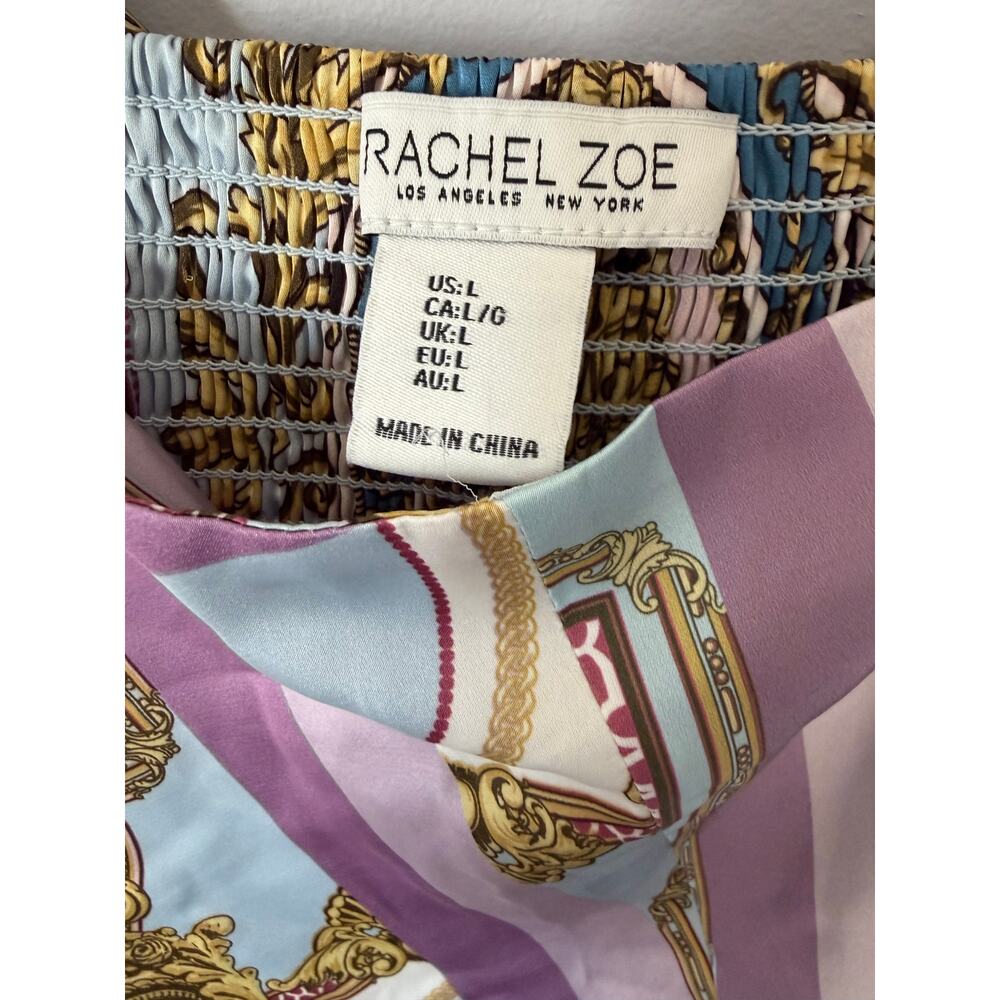 Rachel Zoe Baroque Print Satin Cami Top Light Blue Pink L - Picture 7 of 7